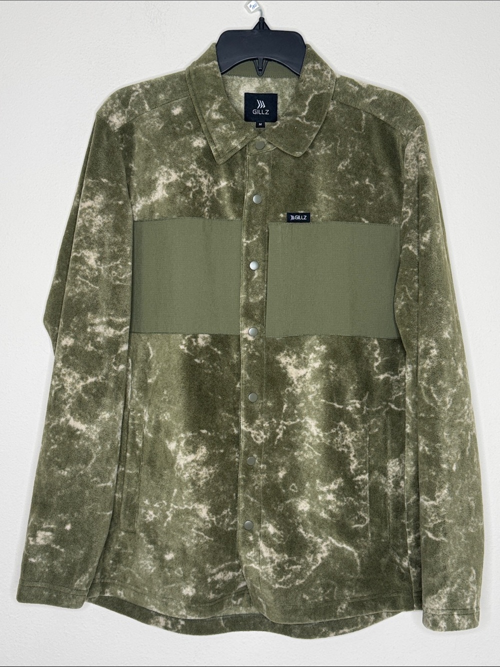 GILLZ Men's Olive Green Marbled Shirt Jacket